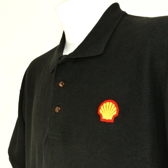 SHELL Gas Station Oil Employee Uniform Men's Black Polo Shirt Size XL NEW - Picture 15 of 15